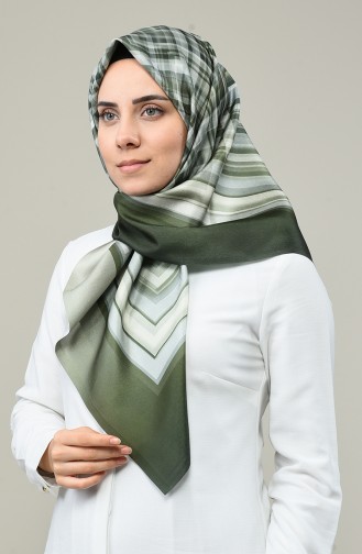 Geometric Pattern Taffeta Scarf Green 95333-02