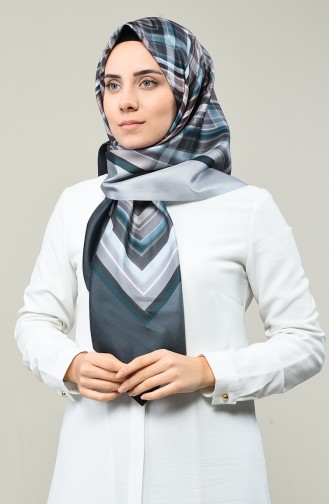 Geometric Pattern Taffeta Scarf Petroleum Blue 95333-04