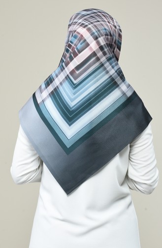 Geometric Pattern Taffeta Scarf Petroleum Blue 95333-04