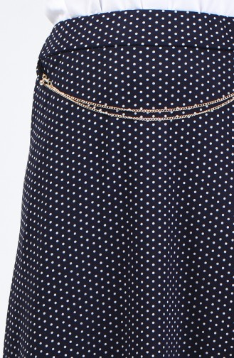 Elastic Waist Polka Dot Skirt 1051-01 Navy Blue 1051-01