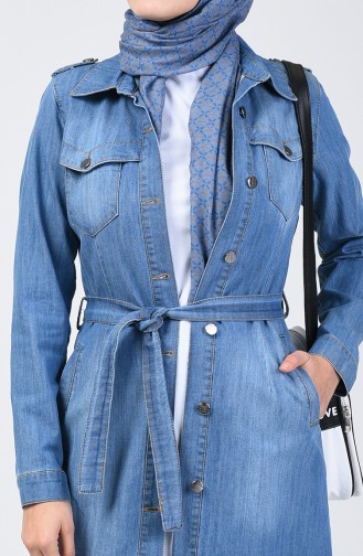 Belted Denim Jacket 6077-02 Jean Blue 6077-02