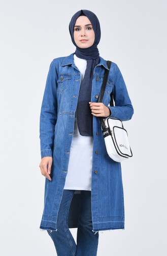 Geknöfpte Jeans Cape 6081-01 Jeans Blau 6081-01