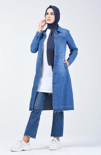 Geknöfpte Jeans Cape 6081-01 Jeans Blau 6081-01