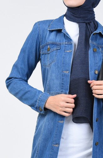 Buttoned Denim Jacket 6081-01 Jeans Blue 6081-01