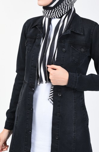 Buttoned Denim Jacket 6081-02 Black 6081-02