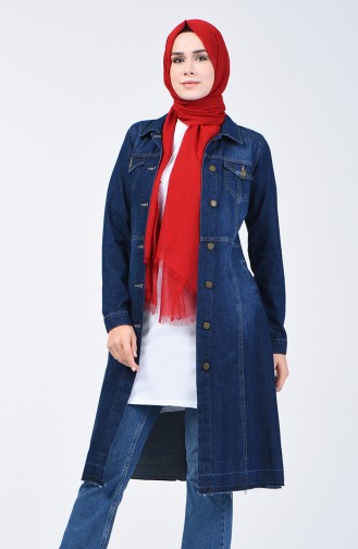 Geknöfpte Jeans Cape 6081-03 Dunkelblau 6081-03