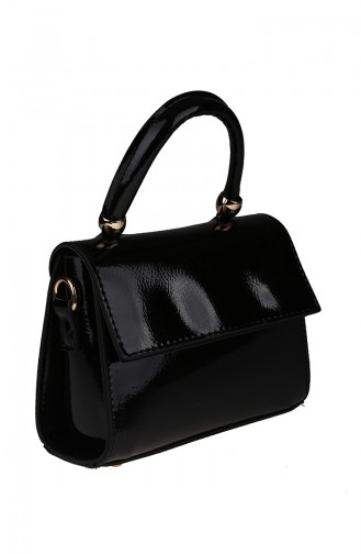 Women´s Cross Shoulder Bag Black Patent Leather 380-002