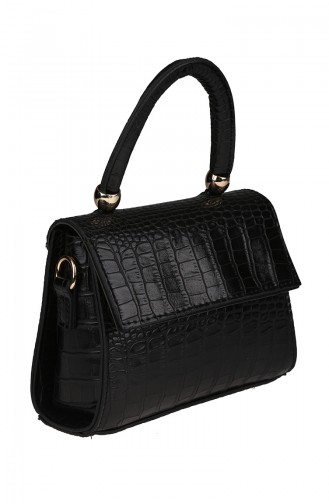 Women´s Cross Shoulder Bag Black Croco 380-005