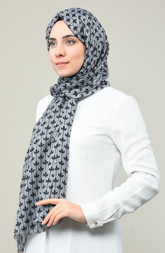 Elmina Patterned Cotton Shawl 850-104 Grey 850-104