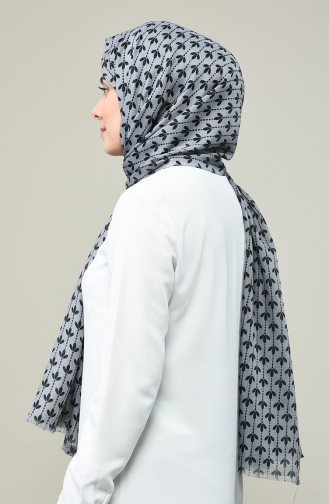 Elmina Patterned Cotton Shawl 850-104 Grey 850-104