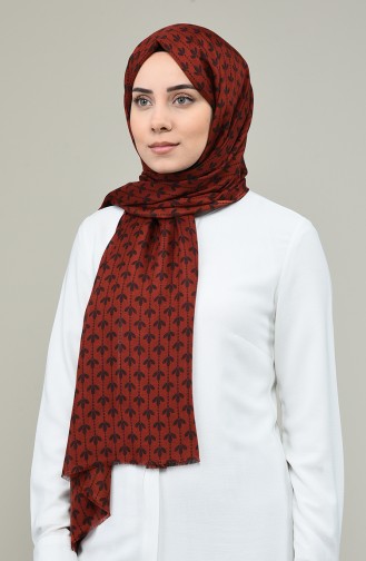 Elmina Patterned Cotton Shawl 850-109 Dark Brick Red 850-109