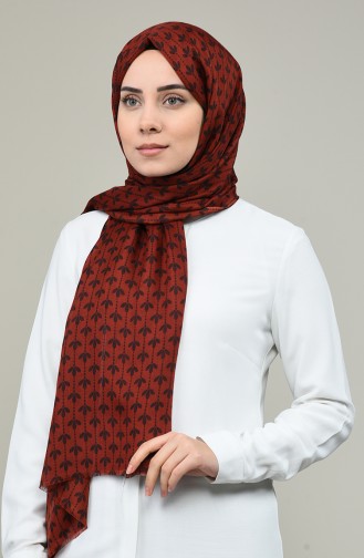 Elmina Patterned Cotton Shawl 850-109 Dark Brick Red 850-109