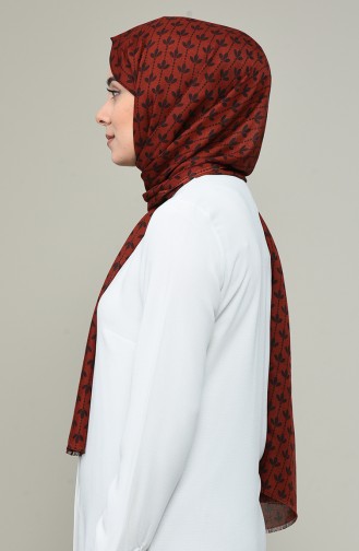 Elmina Patterned Cotton Shawl 850-109 Dark Brick Red 850-109