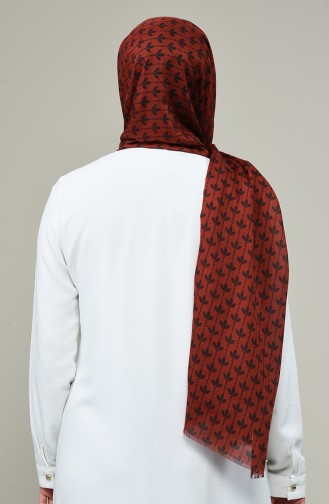 Elmina Patterned Cotton Shawl 850-109 Dark Brick Red 850-109