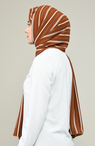 Stripe Patterned Crepe Shawl 4635-01 Brown 4635-01