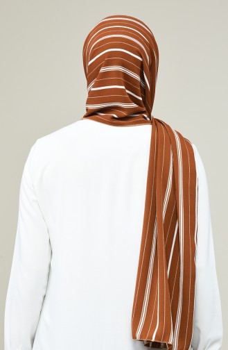 Stripe Patterned Crepe Shawl 4635-01 Brown 4635-01