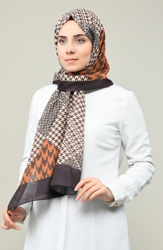 Patterned Cotton Shawl Brown Tobacco 95331-03