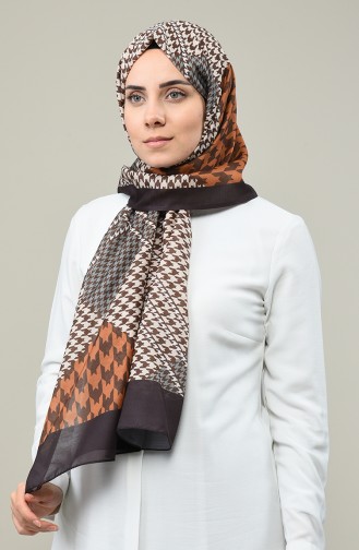 Patterned Cotton Shawl Brown Tobacco 95331-03