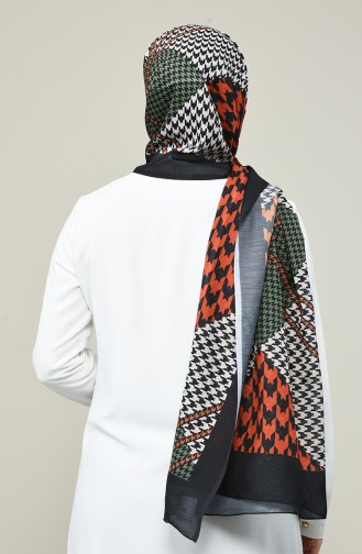 Patterned Cotton Shawl Black Brick 95331-07