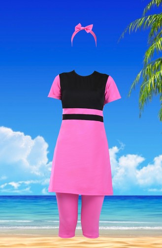 Short Sleeve Pool Swimsuit 0118-06 Light Pink Indigo 0118-06