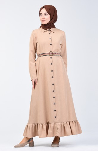 Kleid mit Gürtel 2104-02 Beige 2104-02