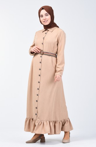 Kleid mit Gürtel 2104-02 Beige 2104-02