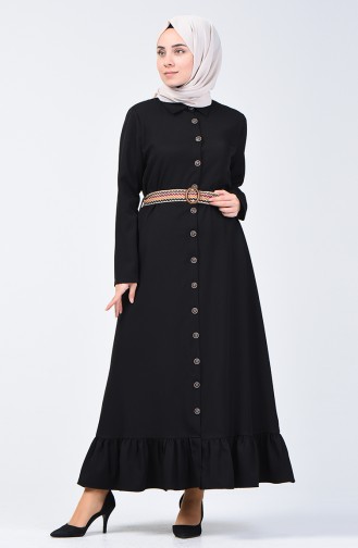 Kleid mit Gürtel 2104-03 Schwarz 2104-03