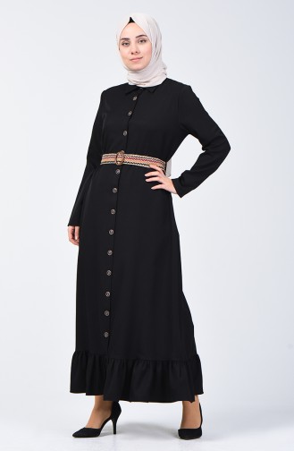 Kleid mit Gürtel 2104-03 Schwarz 2104-03