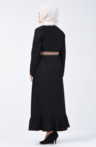 Kleid mit Gürtel 2104-03 Schwarz 2104-03