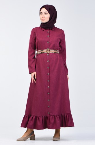 Kleid mit Gürtel 2104-04 Zwetschge 2104-04