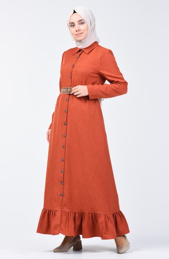 Kleid mit Gürtel 2104-05 Ziegelrot 2104-05