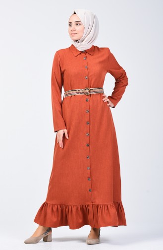 Kleid mit Gürtel 2104-05 Ziegelrot 2104-05