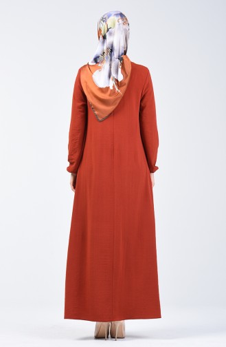فستان بأكمام مطاط قماش آيروبين نحاسي 0061-15