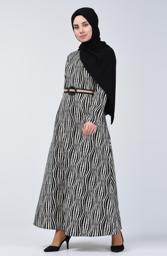 Schwarz Hijab Kleider 6201-01