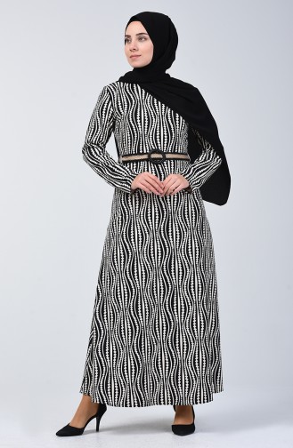Schwarz Hijab Kleider 6201-01