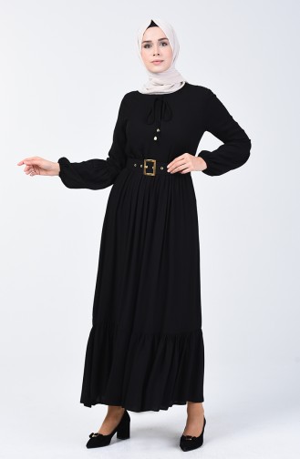 Schwarz Hijab Kleider 4534-01