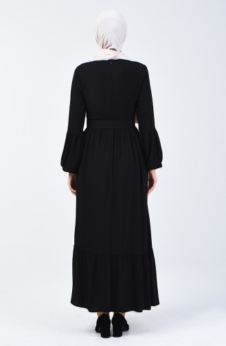 Kemer Detaylı Elbise 4534-01 Siyah