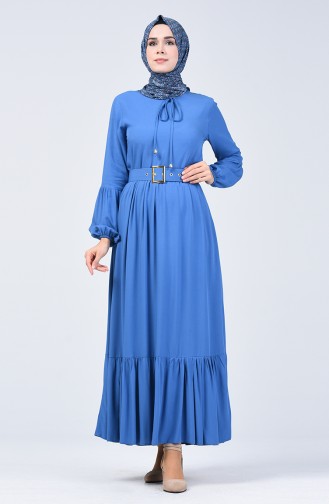 Belt Detailed Dress 4534-06 Indigo 4534-06