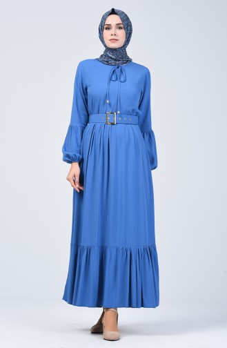 Belt Detailed Dress 4534-06 Indigo 4534-06