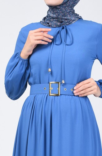 Belt Detailed Dress 4534-06 Indigo 4534-06