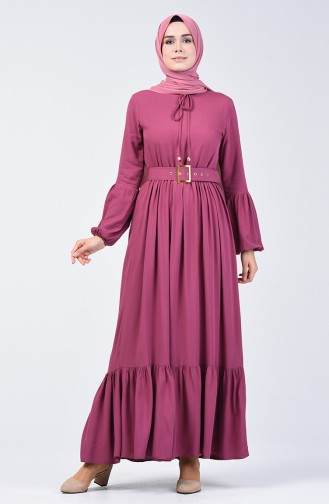 Belt Detailed Dress 4534-07 Dry Rose 4534-07