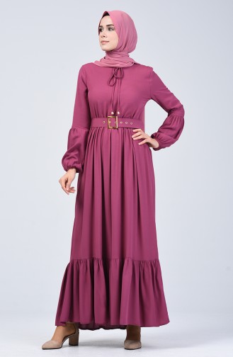 Belt Detailed Dress 4534-07 Dry Rose 4534-07