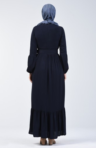 Belt Detailed Dress 4534-08 Navy Blue 4534-08