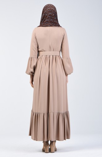 Belt Detailed Dress 4534-09 Mink 4534-09