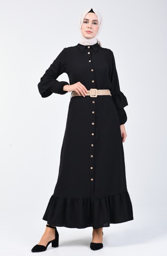 Schwarz Hijab Kleider 5667-01