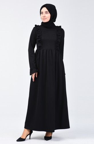 Fırfırlı Elbise 1424-06 Siyah