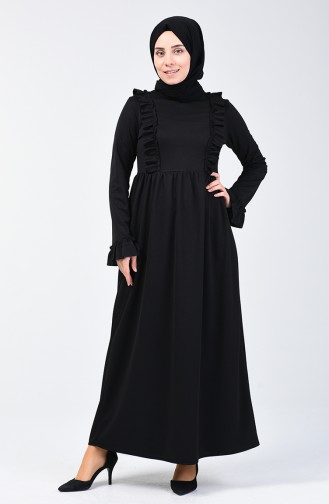 Fırfırlı Elbise 1424-06 Siyah