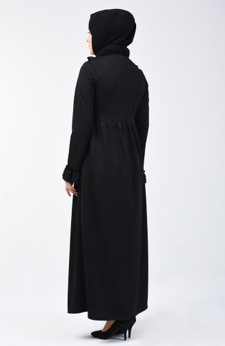 فستان مكشكش أسود 1424-06