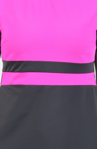 Short Sleeve Pool Swimsuit 0118-07 Fuchsia Black 0118-07