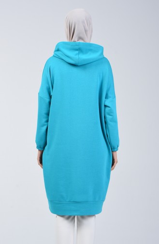 Hooded Long Tunic 9040-02 Turquoise 9040-02